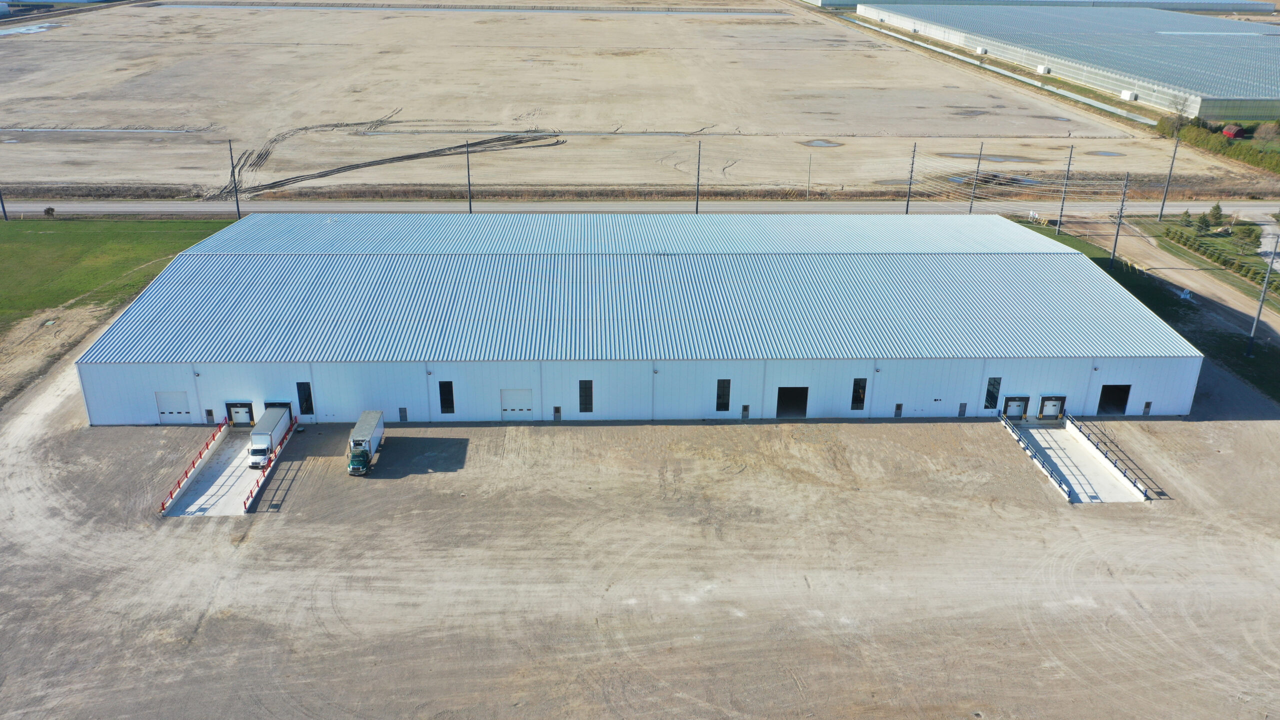 Pre-engineered steel building, aerial photo storage warehouse